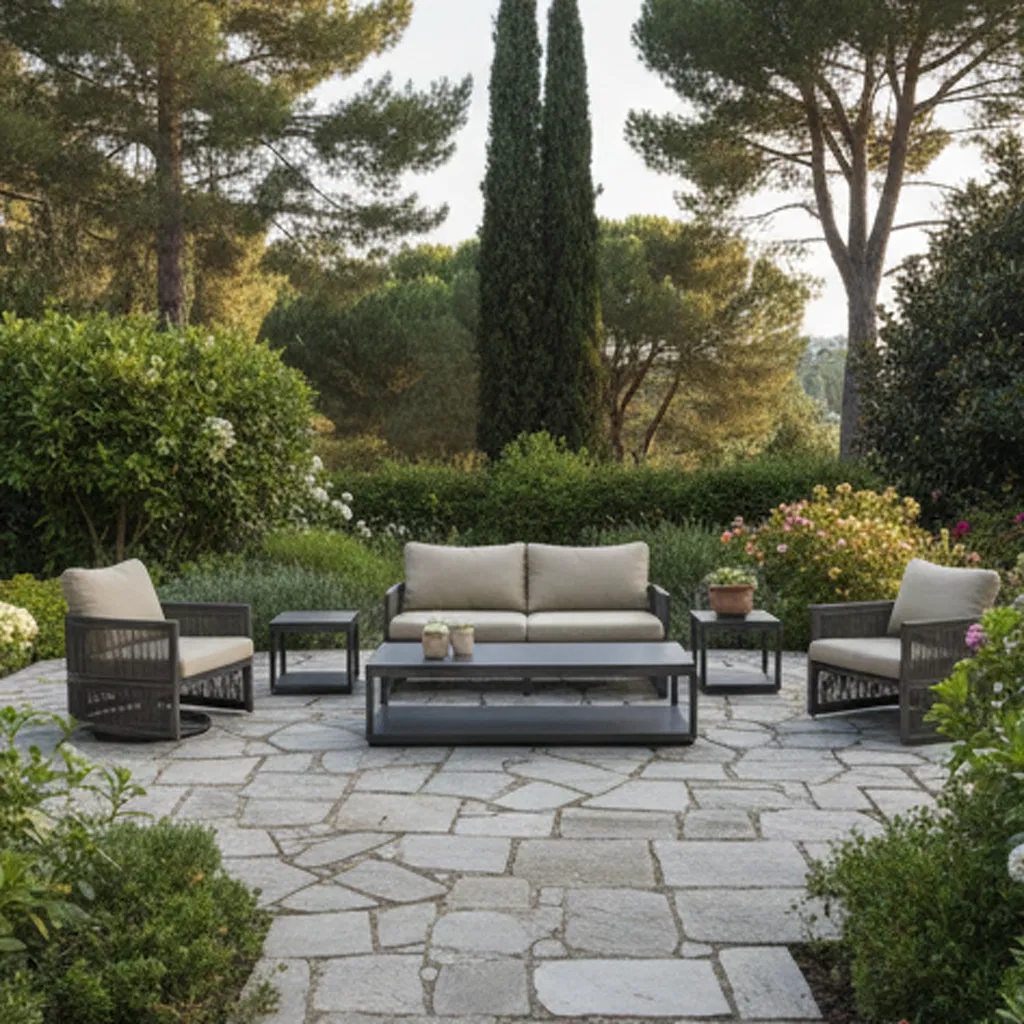 Aluminum Outdoor Sofa Coffee Table with Side Table, Perfect for Patios