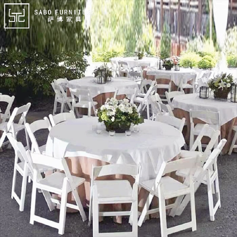 Factory Wholesale Cheap Folding Plastic Round Tables Outdoor Wedding Banquet Event Party Rental 4FT 5FT 6FT Metal Iron White HDPE Hotel Garden Dining Table
