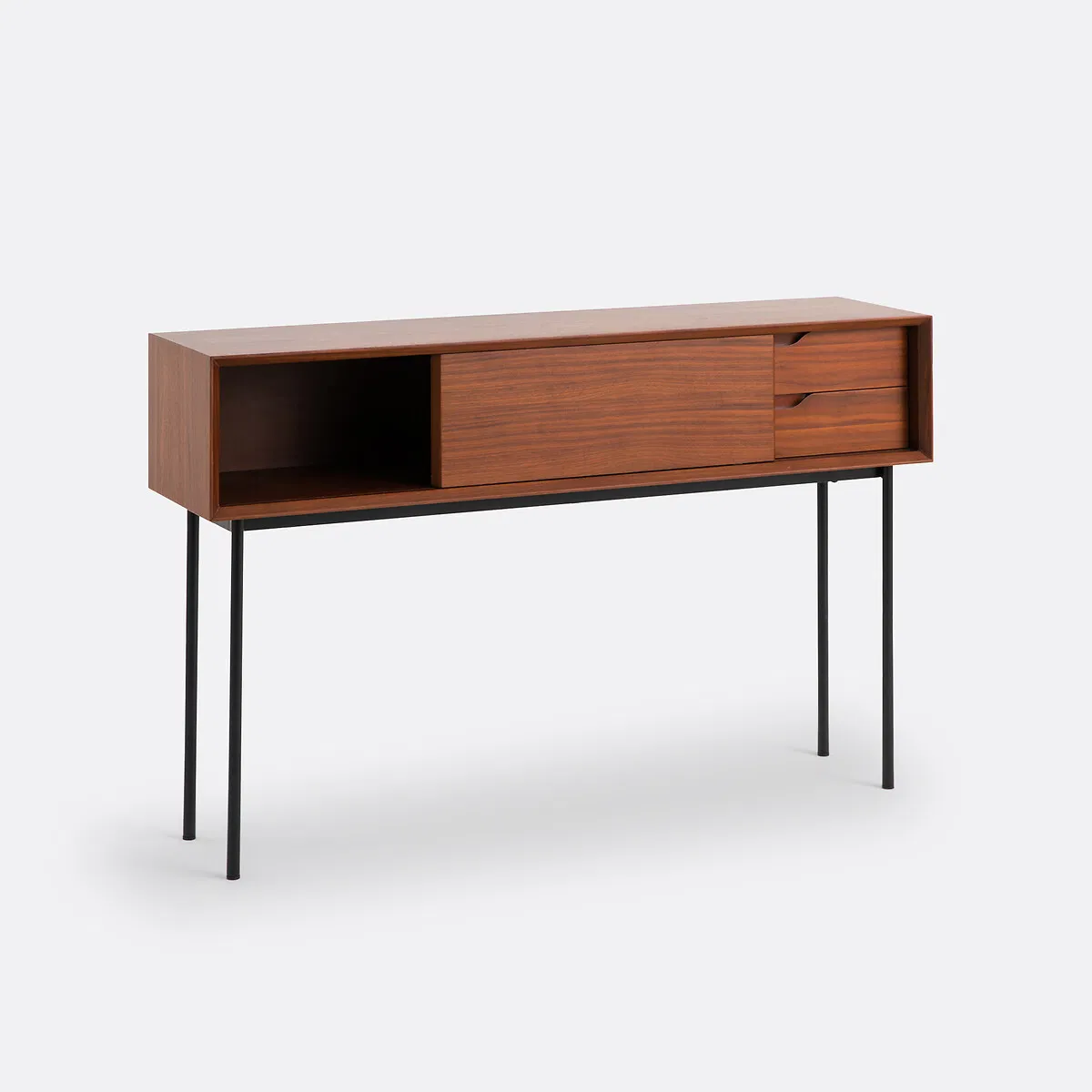 MID-Century Modern Solid Wood Console Table Entryway Storage Table with Drawers and Metal Legs