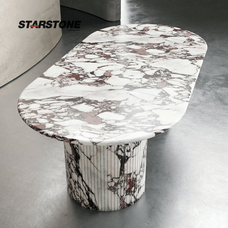Starstone Calacatta Viola Marble Oval Italian Marble Dining Tables