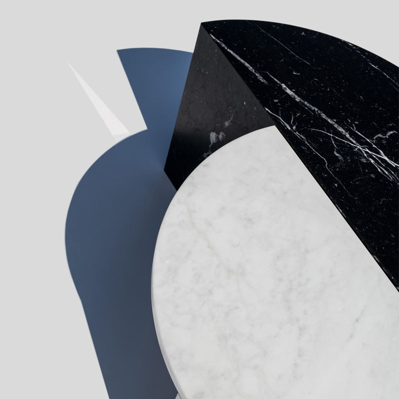 Nordic Modern Natural Stone Top Table Nesting Black and White Marble Side Coffee Table