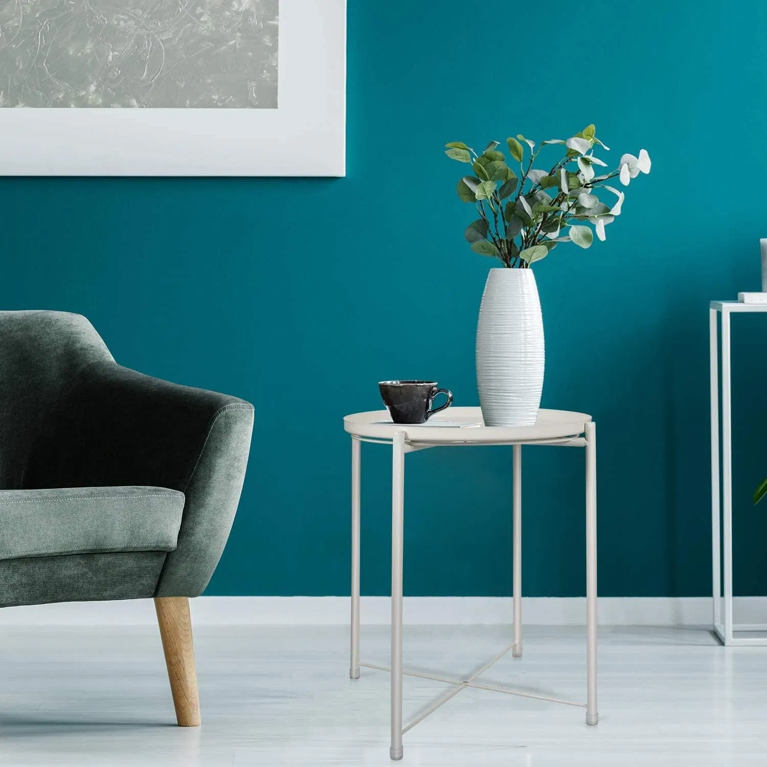 Stylish Lightweight Side Table with Sturdy Frame Ideal for Bedroom, Patio and Small Apartment Decor