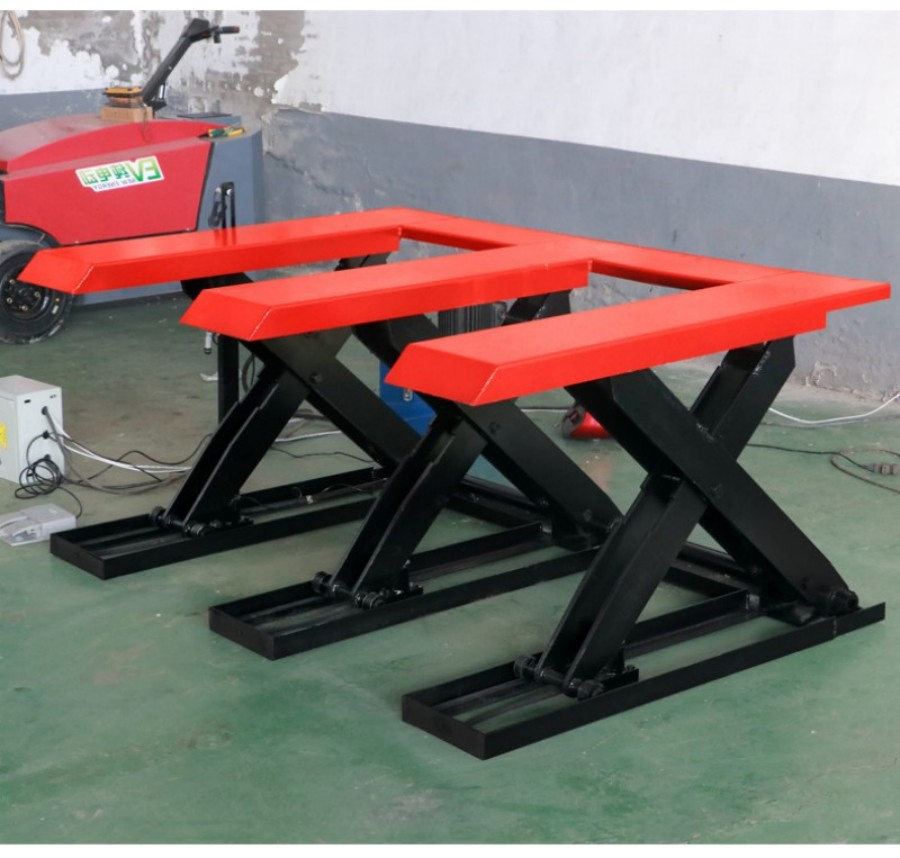4.5ton Car E U Type Roller Top Stationary Electric Hydraulic Pump Scissor Lift Table Stand Platform with Guardrail