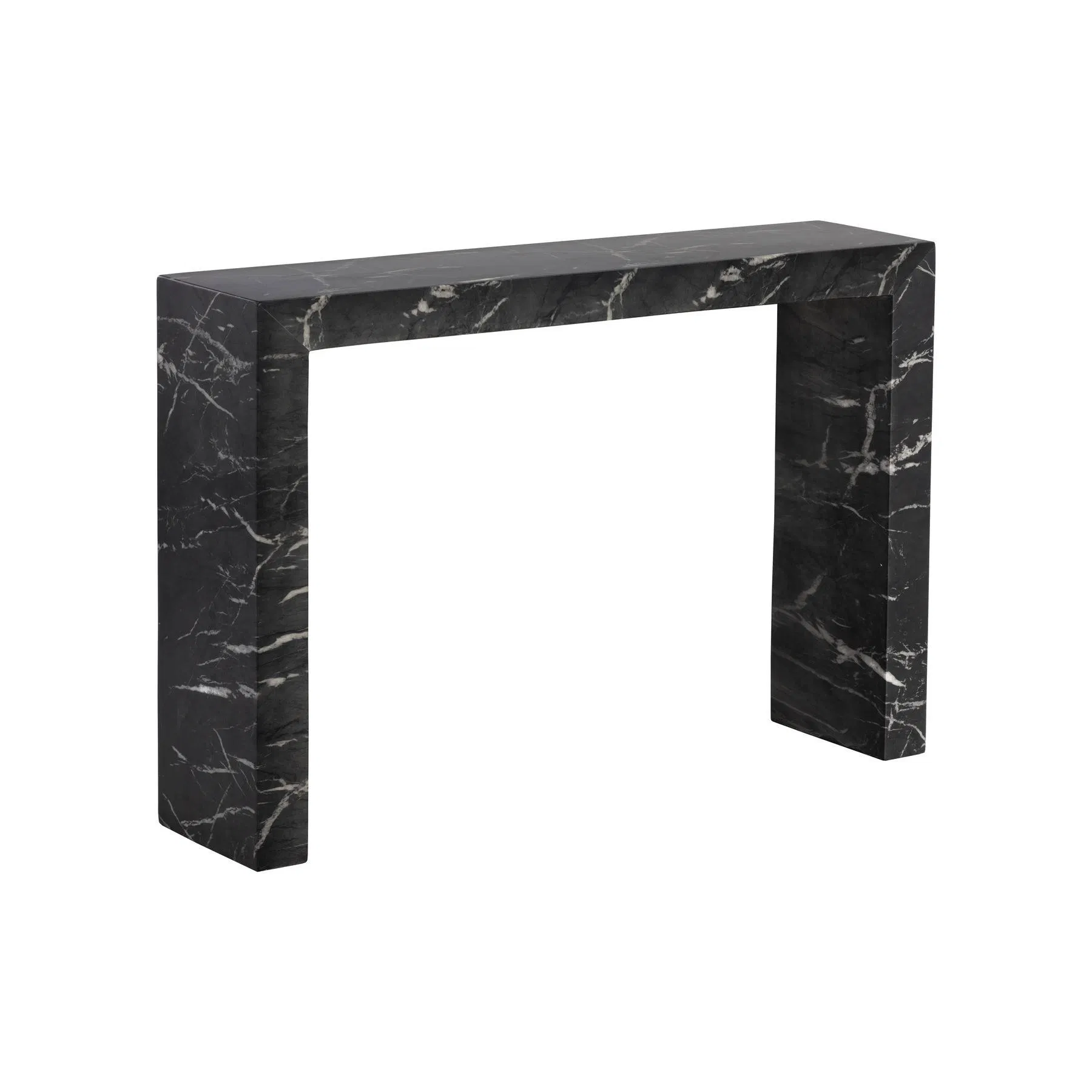 Natural Black Marquina Marble Console Table Narrow Rectangular Marble Top Entryway Table