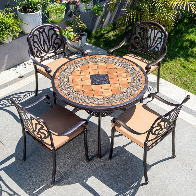 Light Luxury Patio Dining Furniture Setcast Aluminium Outdoor Terrace Garden Tables and Chairs