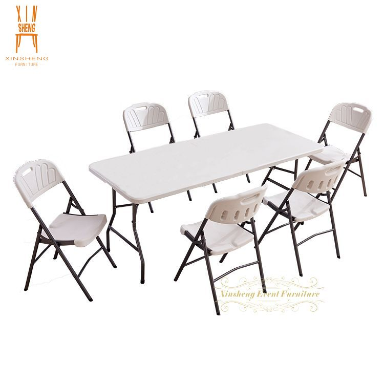 Portable Folding White Rectangular Plastic Outdoor Furniture Folding Tables for Banquet Event Party Catering Dining Camping