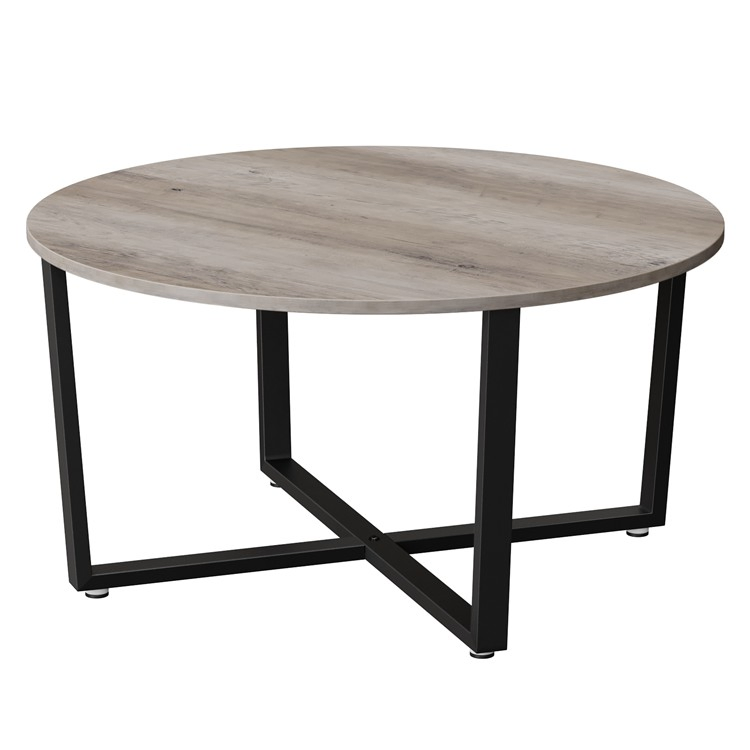 Living Room Small Industrial Style Gray Round Wooden Coffee Table