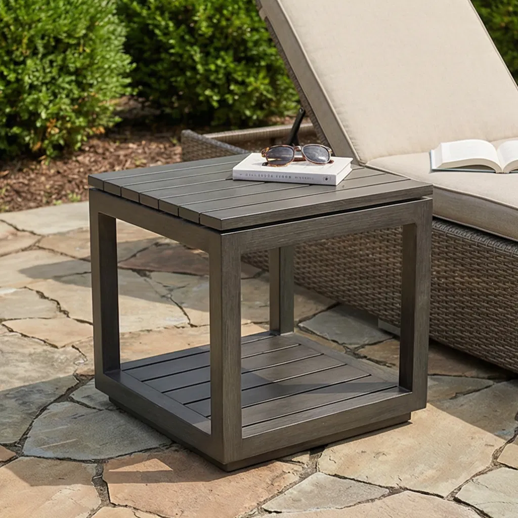 Aluminum Outdoor Sofa Coffee Table with Side Table, Perfect for Patios