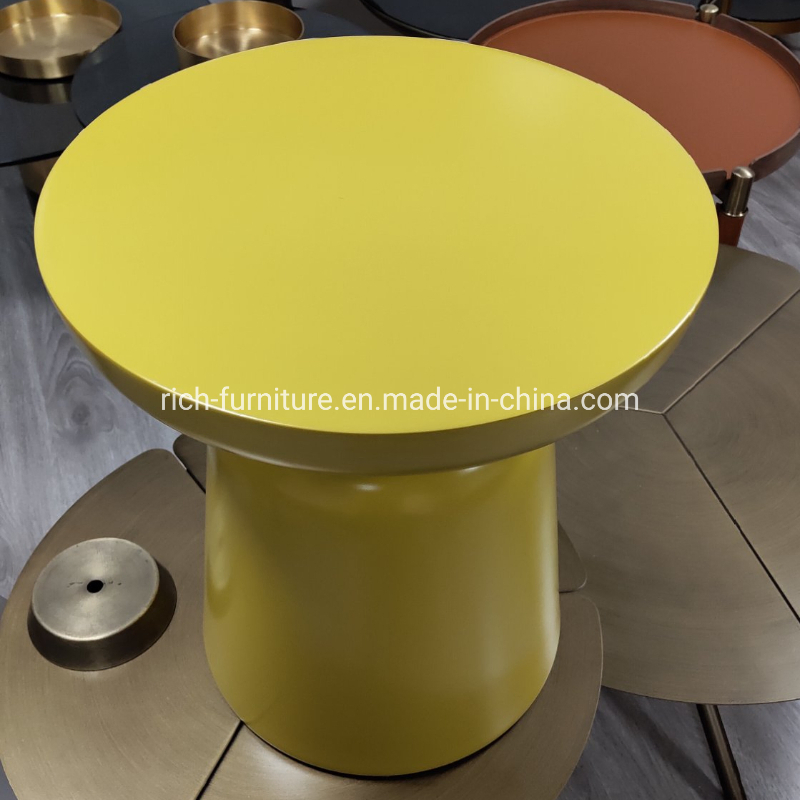 Living Room Accent Table Yellow Aluminum Metal Frame Side Table