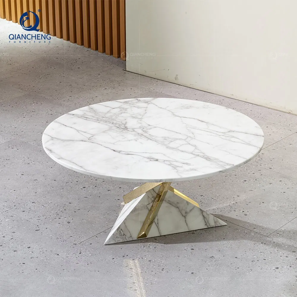 Guangdong Italian Design Round Bed Side Marble Coffee Accent Table for Living Room Furniture