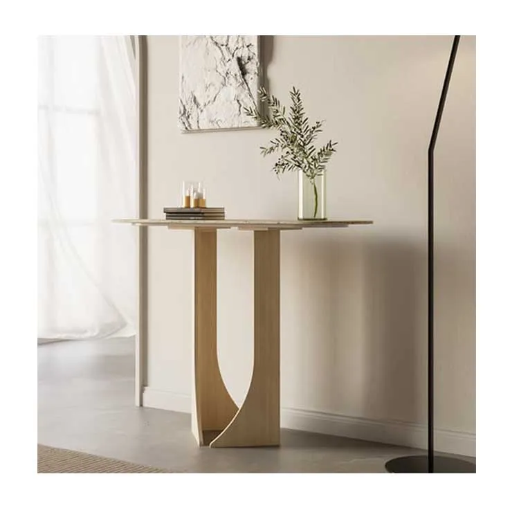 Travertine Console Table View 4