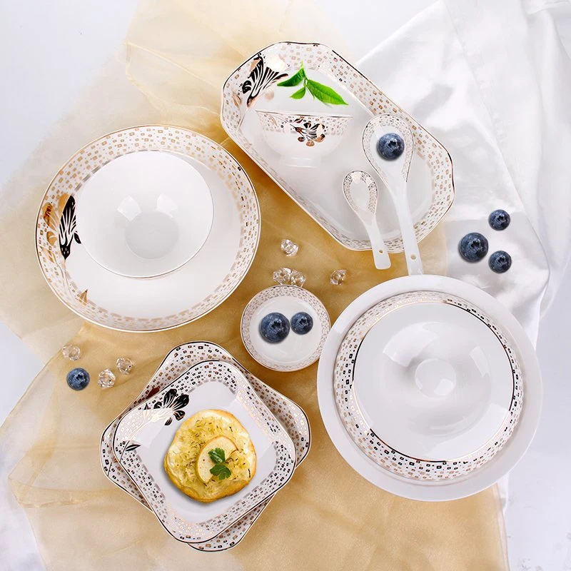 50PCS Dinnerware and Hotel Using High Quality Ceramic Set High End AA Grade Porcelain Set for Table Decoration