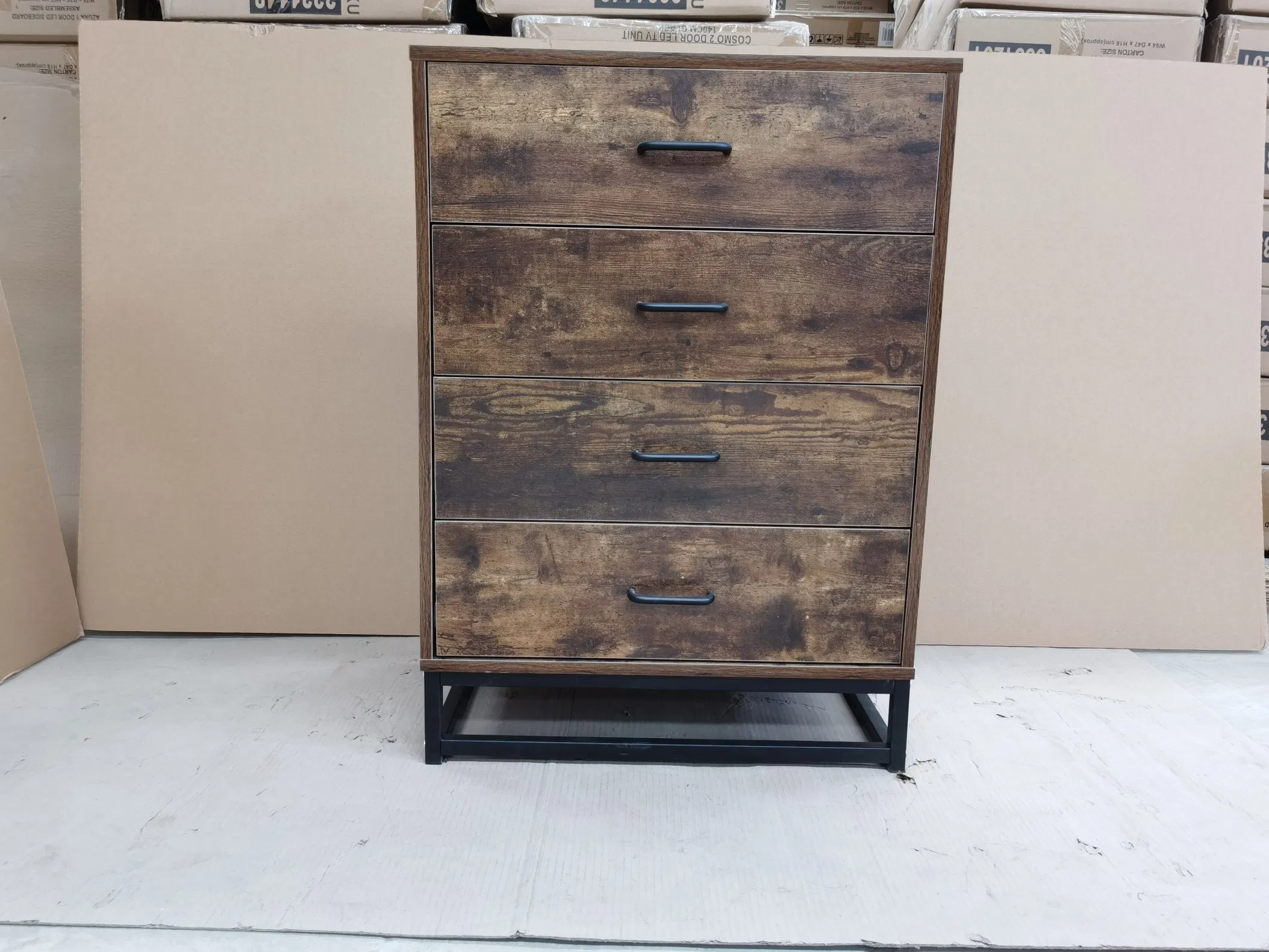 Modern Industrial Type Metal-Wooden Coffee Table with Drawers