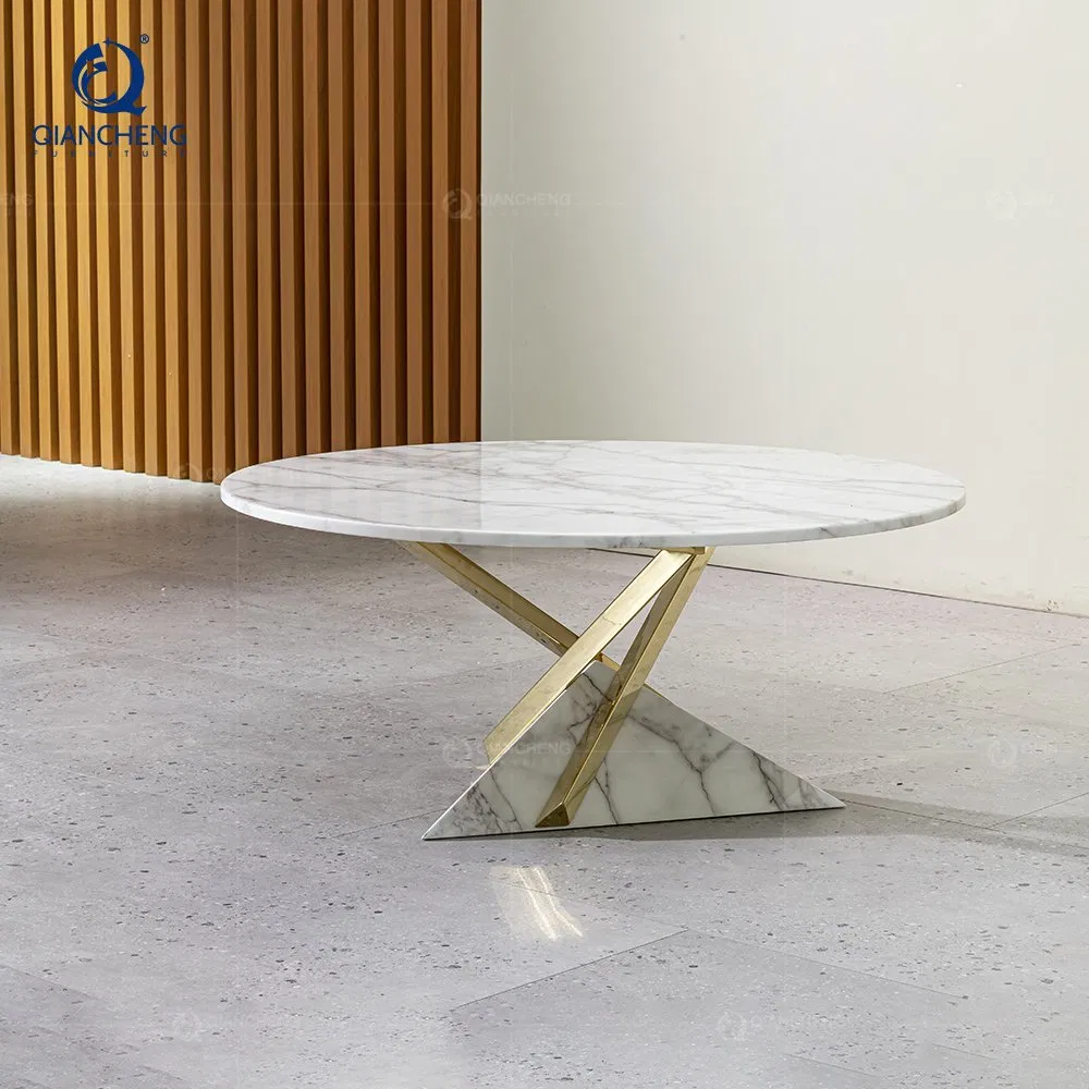 Guangdong Italian Design Round Bed Side Marble Coffee Accent Table for Living Room Furniture