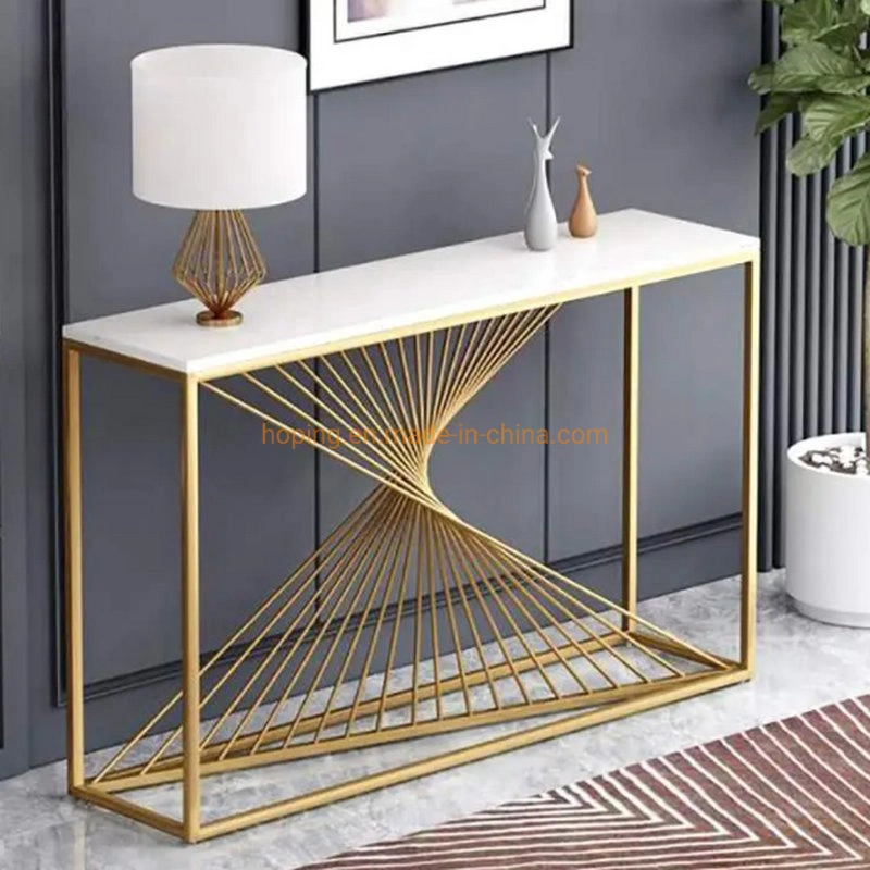 New Modern Mirrored Side High Table Living Room Hotel Hall Center Glass Marble Top Console Table
