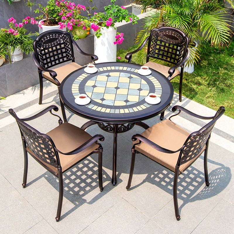 Light Luxury Patio Dining Furniture Setcast Aluminium Outdoor Terrace Garden Tables and Chairs