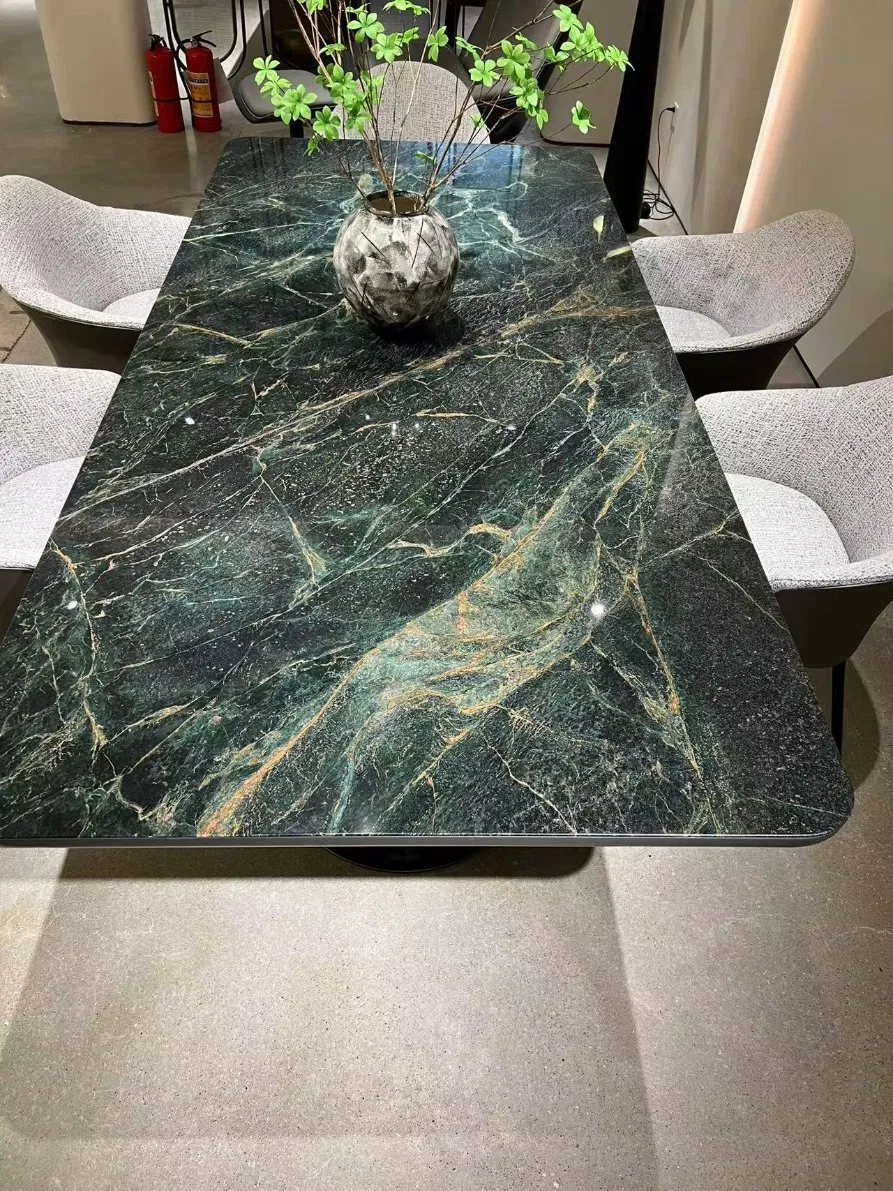 Furniture 012 Modern Dinner Natural Green Marble Home Dining Table