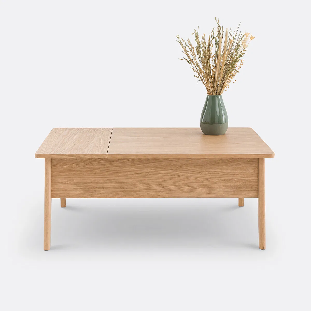 Multifunctional Living Room Oak Lift - Top Solid Wood Coffee Table with Storage Drawer &amp; Open Shelf