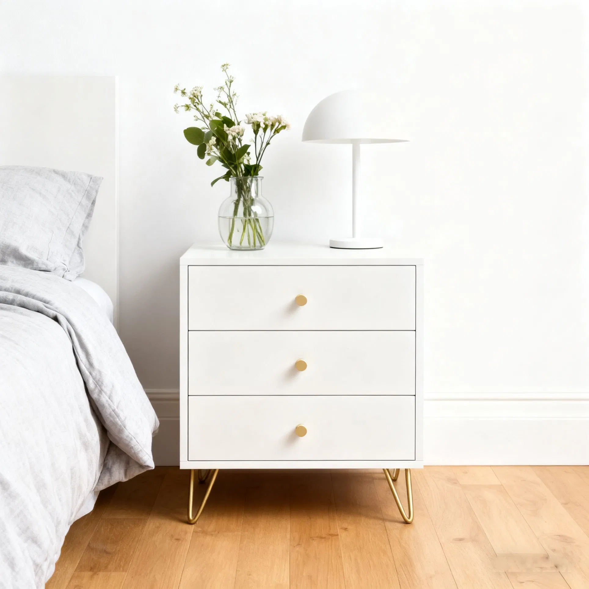 Elegant and Light Luxury Furniture Wooden Bedside Table