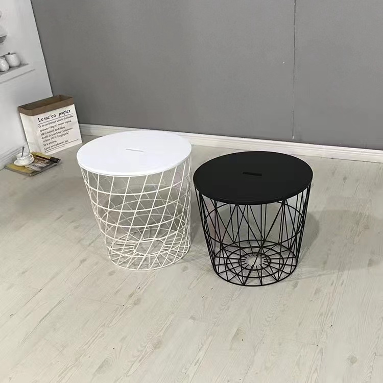 Wrought Iron Metal Casual Simple Coffee Table Multi-Purpose Industrial Style Round Table