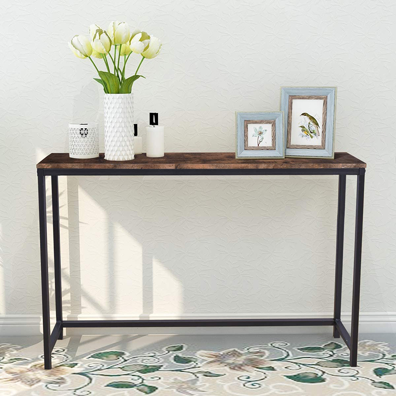 Home Hallway Wood Metal Long Narrow Console Table