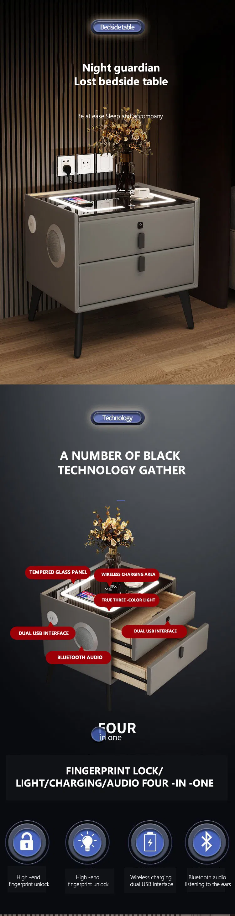 Smart Bedside Table View 1
