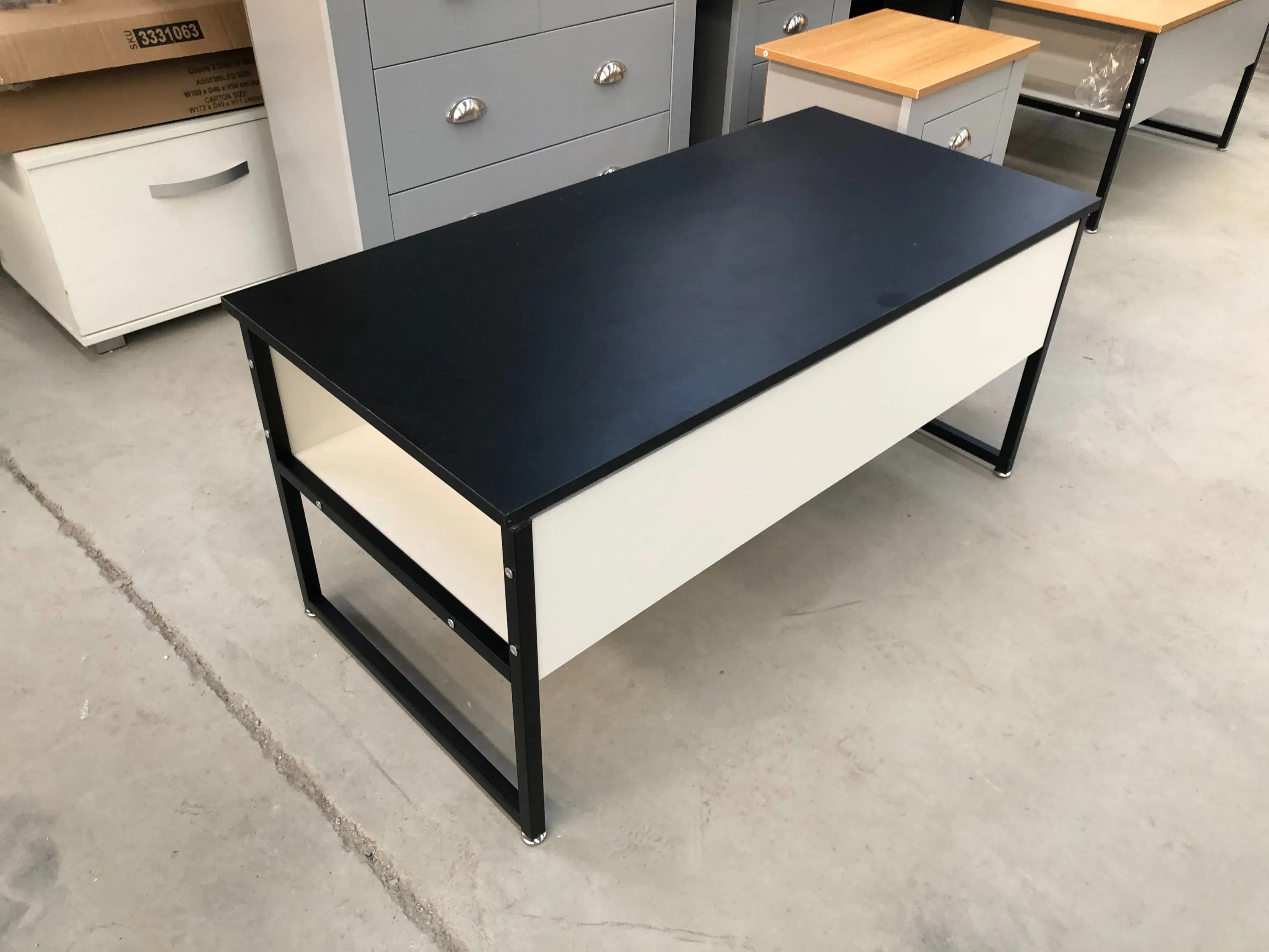 Modern Industrial Type Metal-Wooden Coffee Table with Drawers