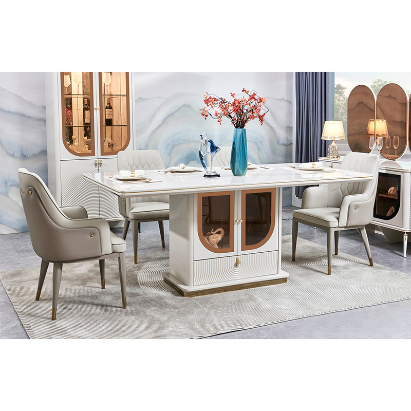 Modern Wood Luxury Dinning Room Dinner Table Set 6 Seater Chair Home Furniture Storage Wooden Dining Table