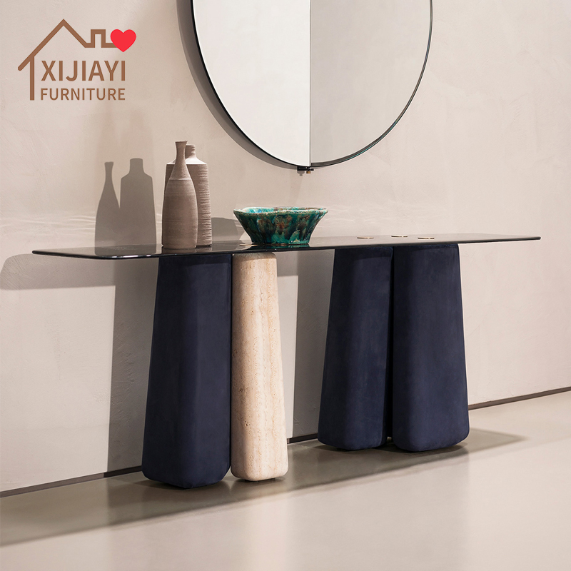 Xijiayi Custom Size Console Tables Made with Glass Countertop for Office Lobbies.