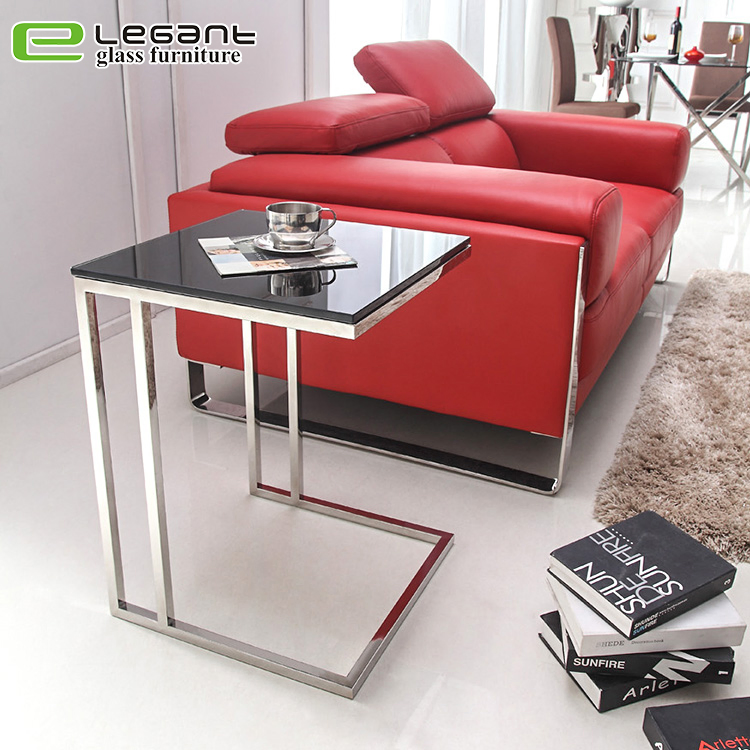 Living Room Stainless Steel Base Square Glass Coffee Table