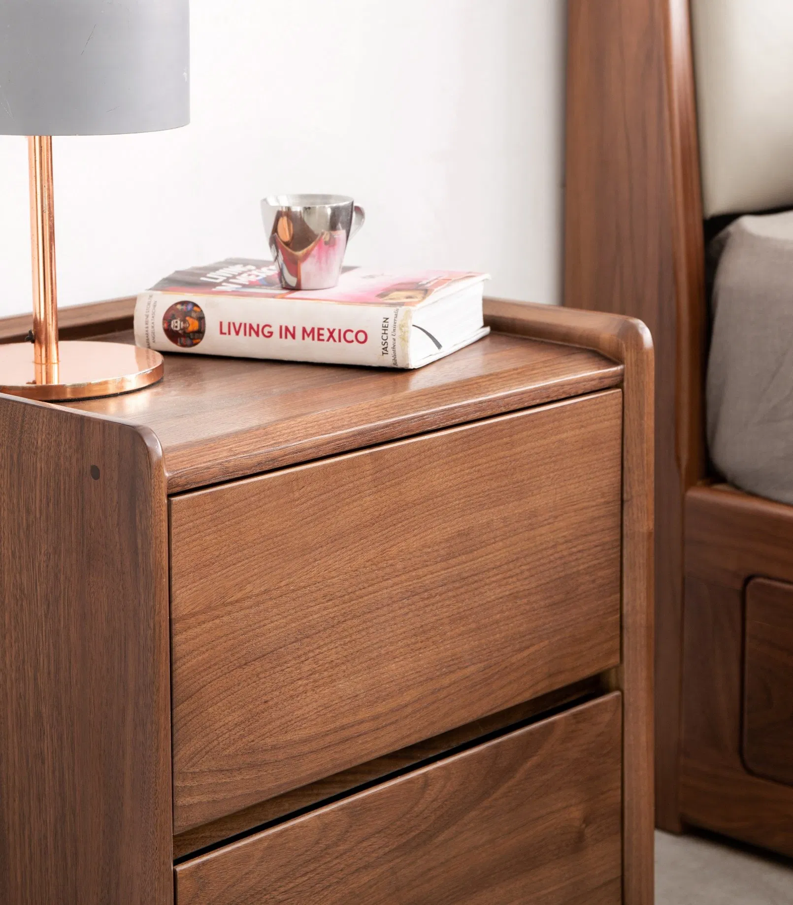 Luxurious Rich Solid North American Black Walnut Home Bedroom Bedside Table