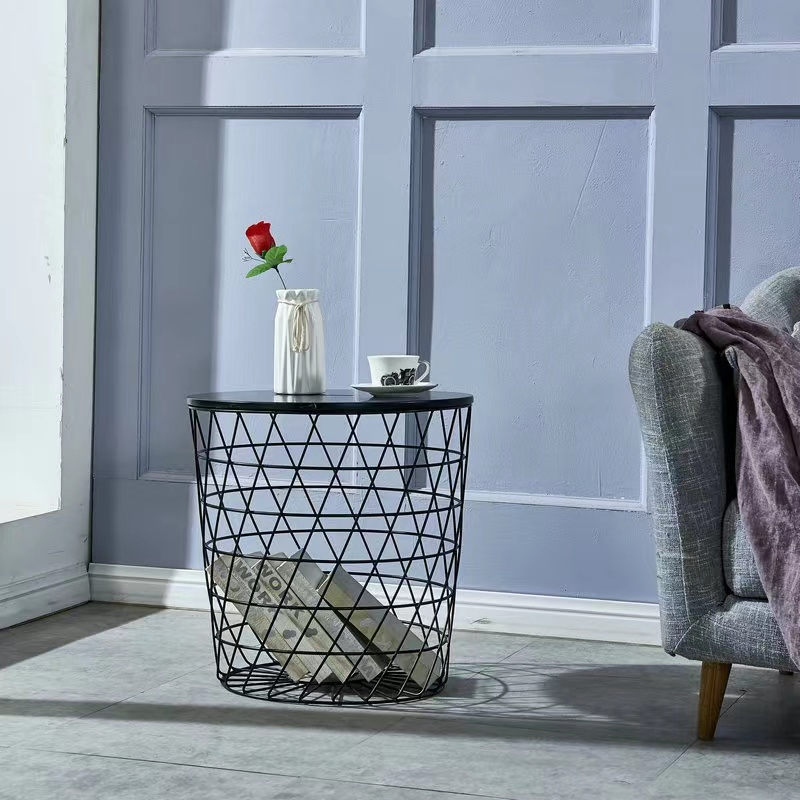 Wrought Iron Metal Casual Simple Coffee Table Multi-Purpose Industrial Style Round Table