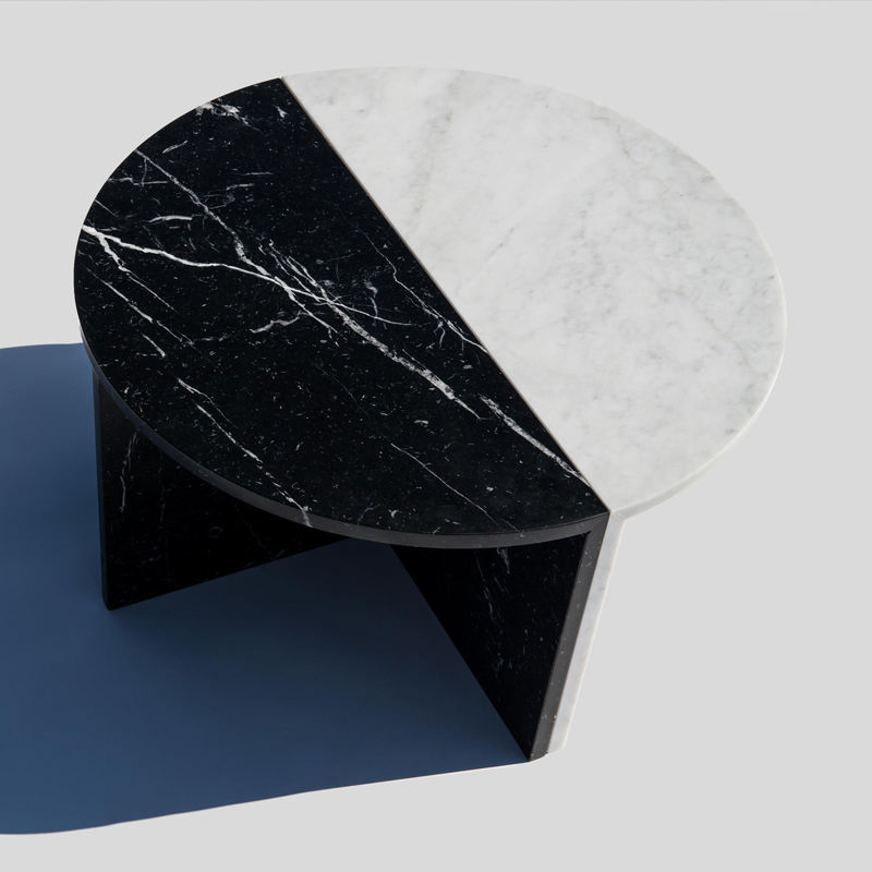 Nordic Modern Natural Stone Top Table Nesting Black and White Marble Side Coffee Table