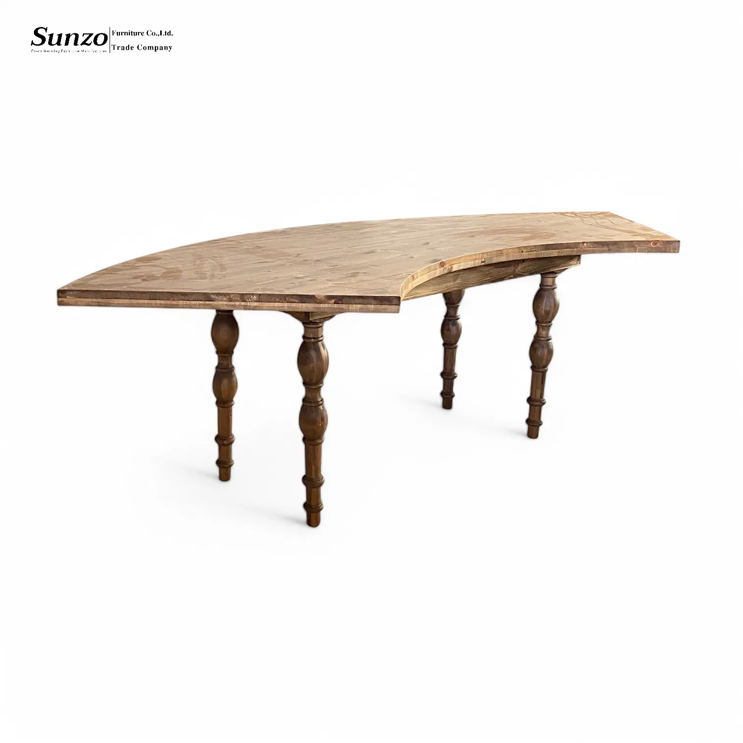 Indoor Outdoor Large Curved Serpentine Designed Event Wedding Dining Table