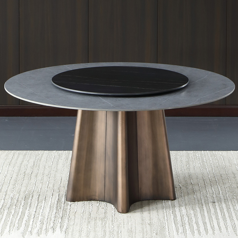 Luxury Sintered Stone Multi Functional Dual Purpose Round Extendable Dining Table with Extension