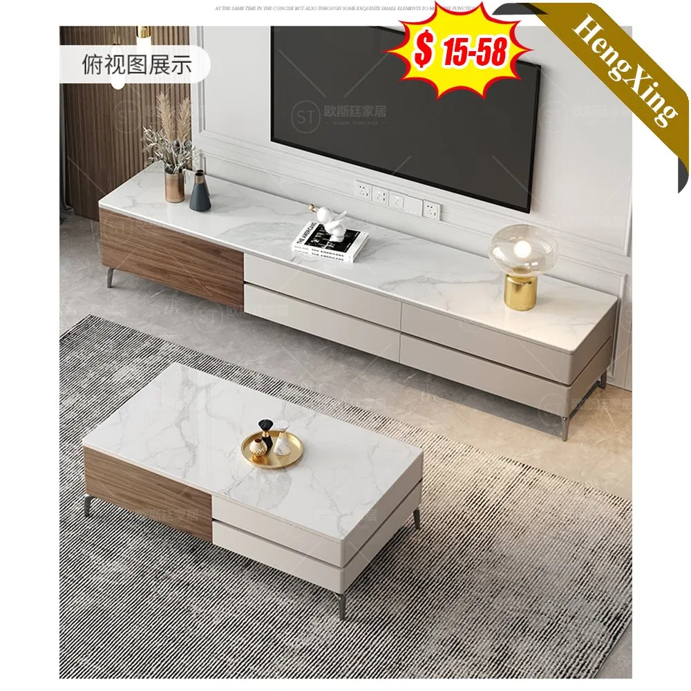 New Design Antique Living Room Furniture Wooden TV Cabinets Stand Side Sofa Console Round Glass Coffee Table Set