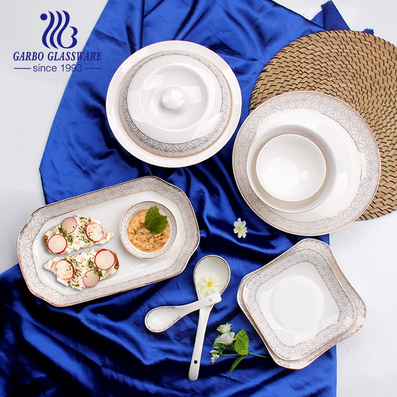 50PCS Dinnerware and Hotel Using High Quality Ceramic Set High End AA Grade Porcelain Set for Table Decoration