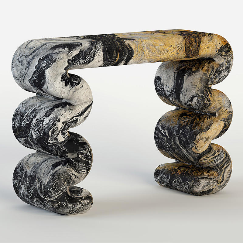 Home Decor Nordic Style Modern Stone Furniture Arch Shape Entryway Italian Marble Nero-Portoro Console Tables