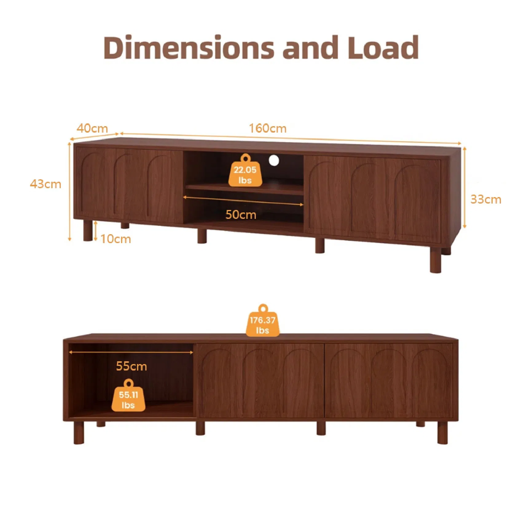 Modern Design Laminated TV Stand Console Table with Storage Compartment