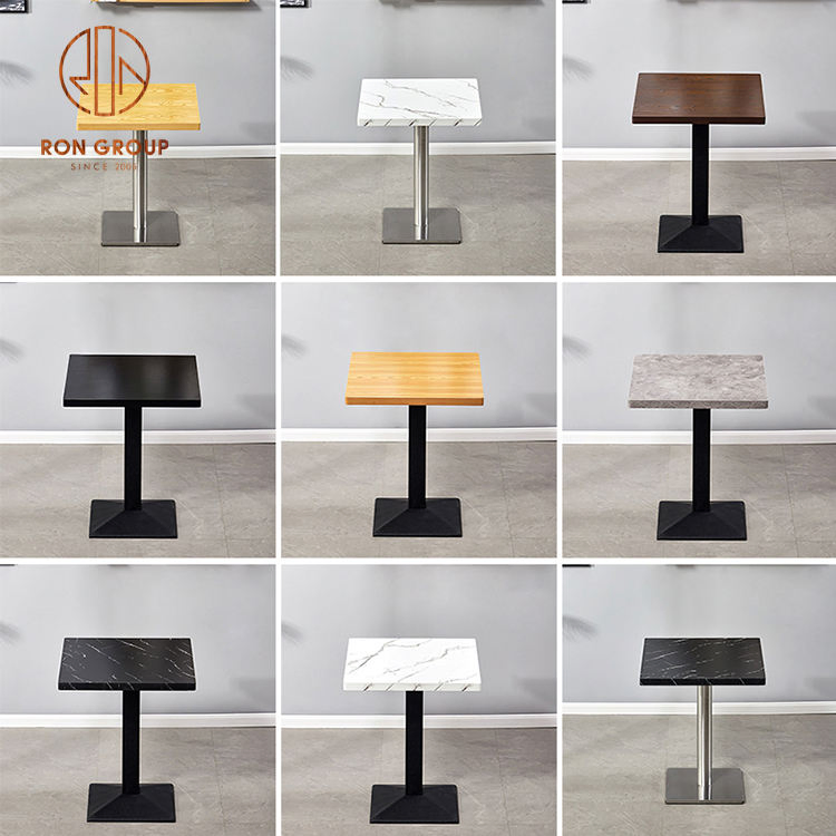 Wholesale Customized Fast Food Coffee Shop Square Round Marble Wood Commercial Furniture Cafe Restaurant Table