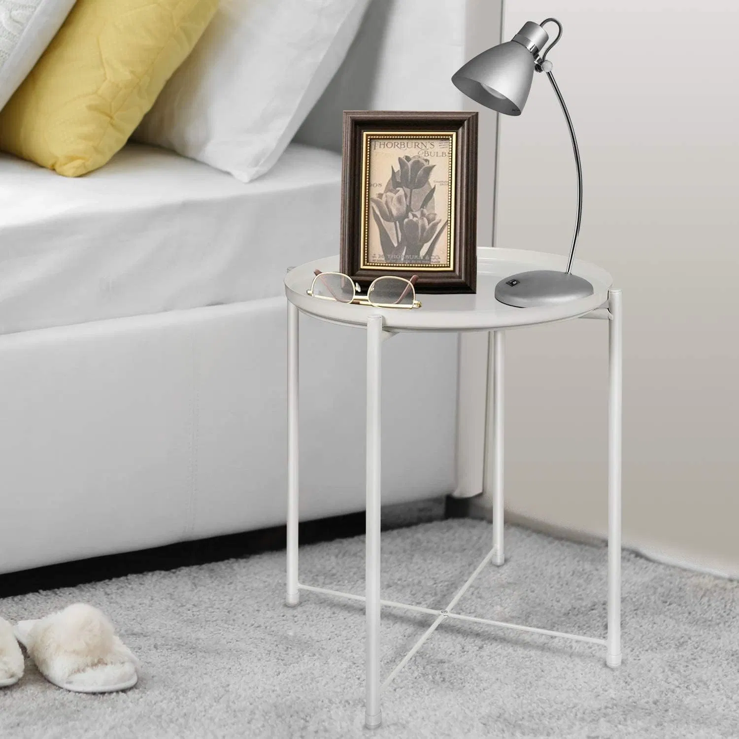 Stylish Lightweight Side Table with Sturdy Frame Ideal for Bedroom, Patio and Small Apartment Decor
