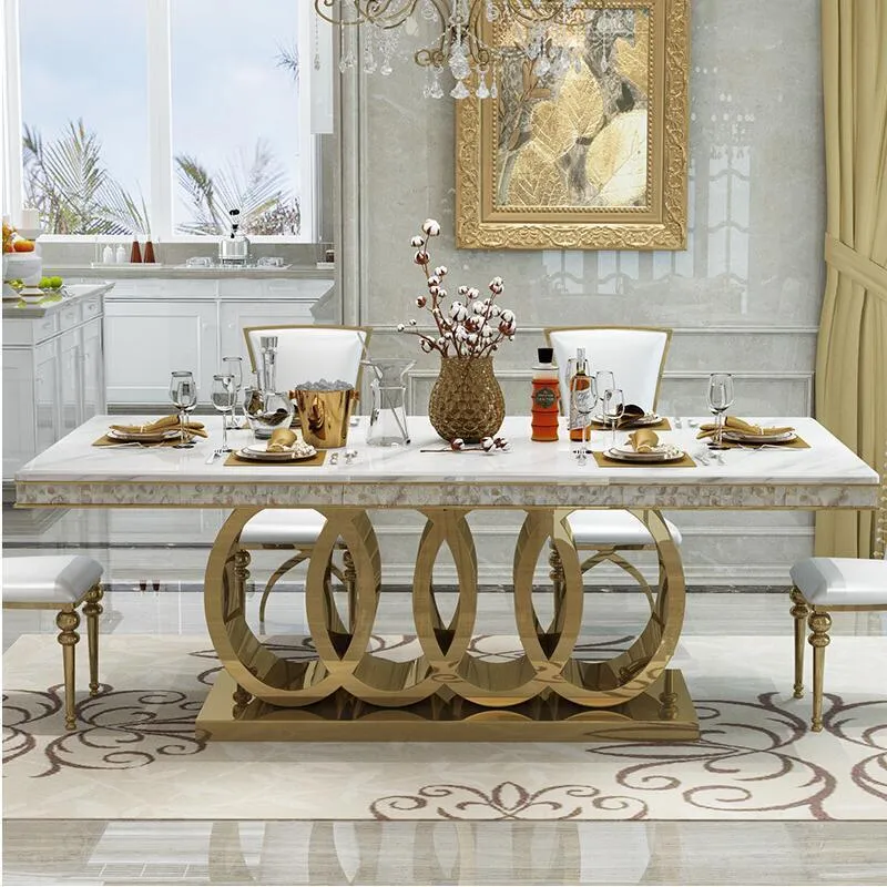 Italian Dining Room Furniture Dinner Square Marble Top Dining Table Set