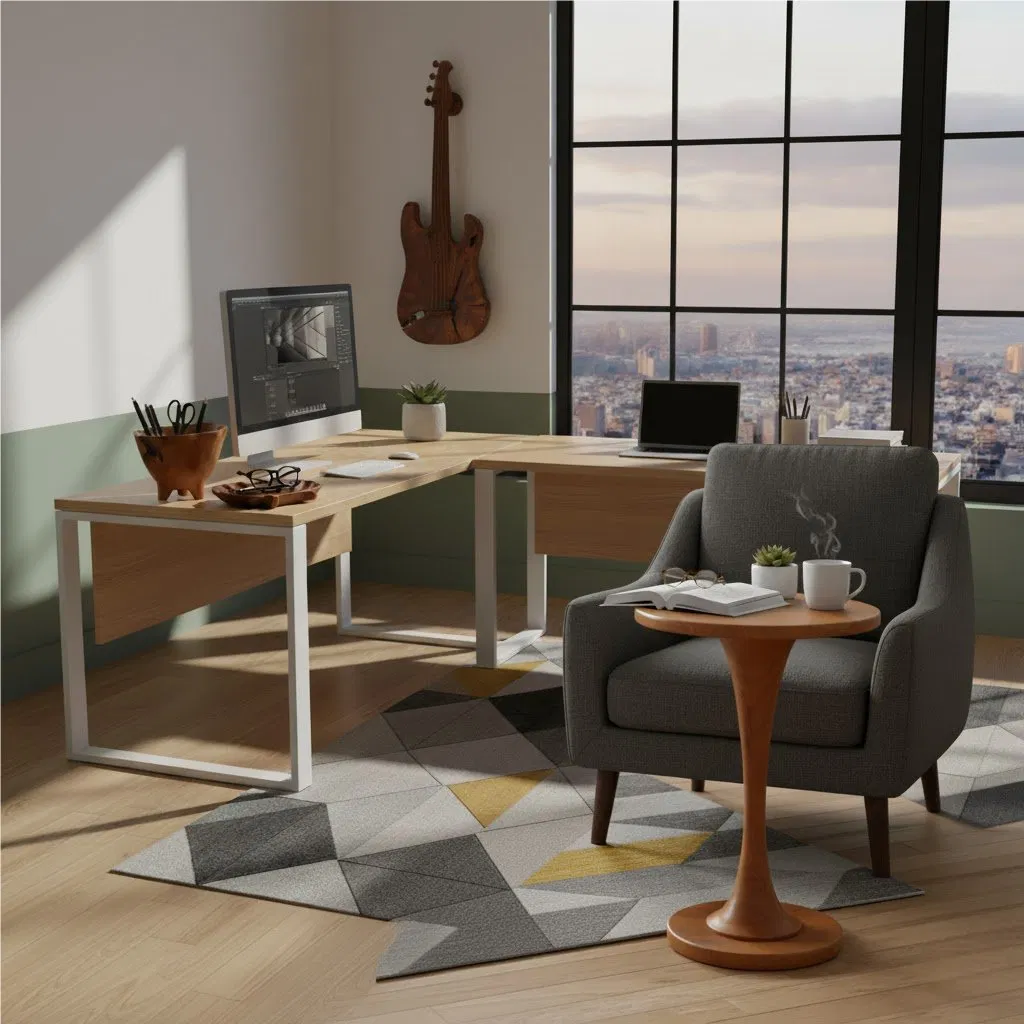 Teak Swirl Pedestal Side Table, Curved Spiral Base, Modern Accent Table