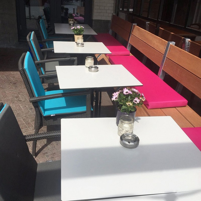 Waterproof Fire Resistant Outdoor Wooden Compact Dining Table with Metal Legs