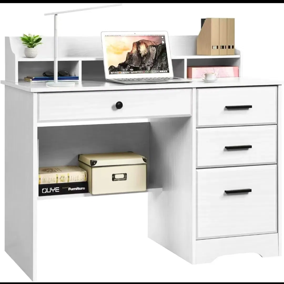Simple Writing Desk Computer Syudy Desk with Four Drawers Floating Computer Stand Home Office Console with Storage Table Furniture