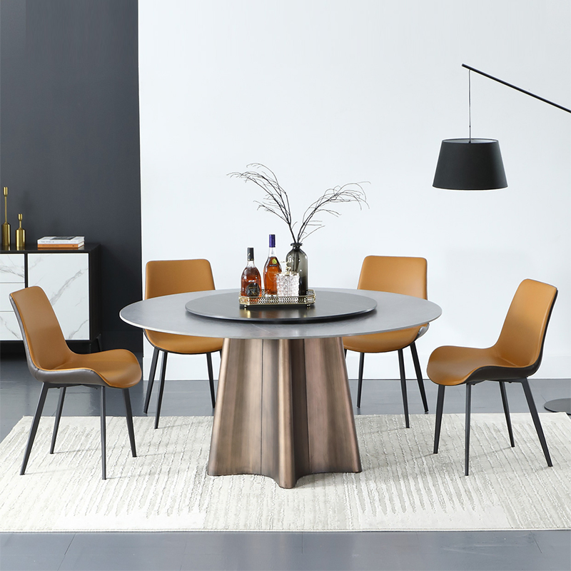 Luxury Sintered Stone Multi Functional Dual Purpose Round Extendable Dining Table with Extension