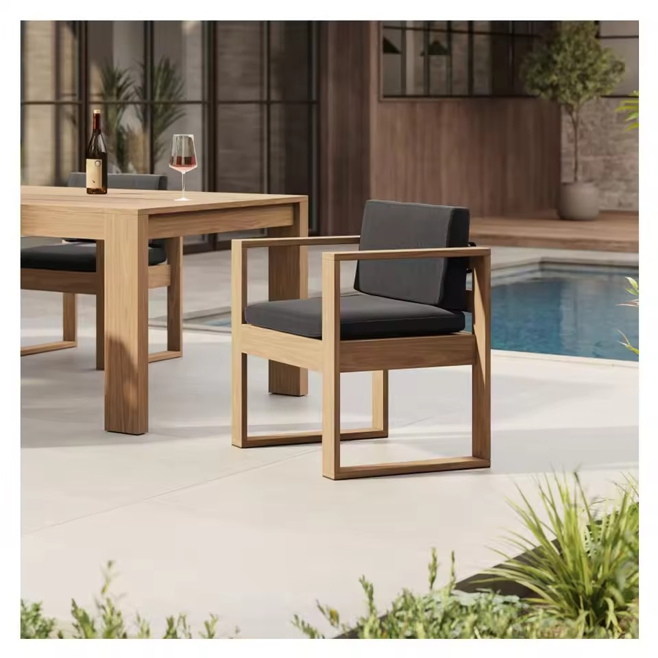 Premium Luxury Teak Wood Dining Set Guangdong-Made Solid Wood Table Chairs for Patio Garden New Arrival Hotel Exterior Furniture