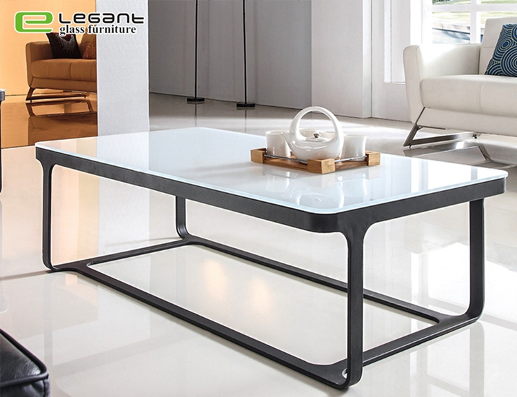 European Style Glass Console Table with Metal Base