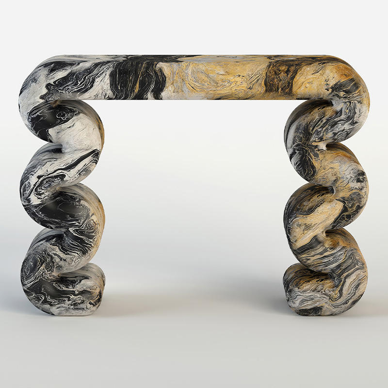 Home Decor Nordic Style Modern Stone Furniture Arch Shape Entryway Italian Marble Nero-Portoro Console Tables