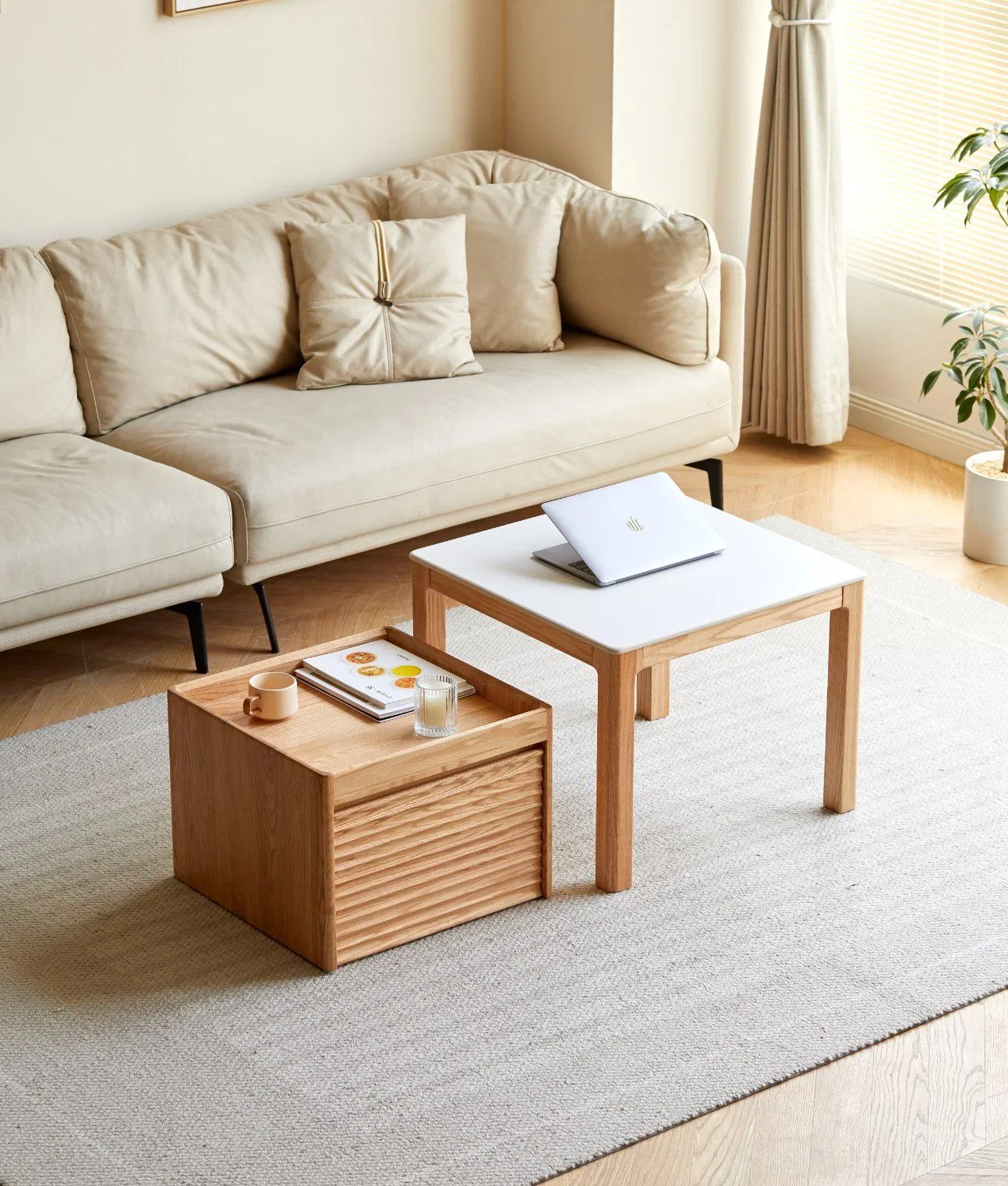 Rustic Industrial Solid Wood Coffee Table with Distinctive Style